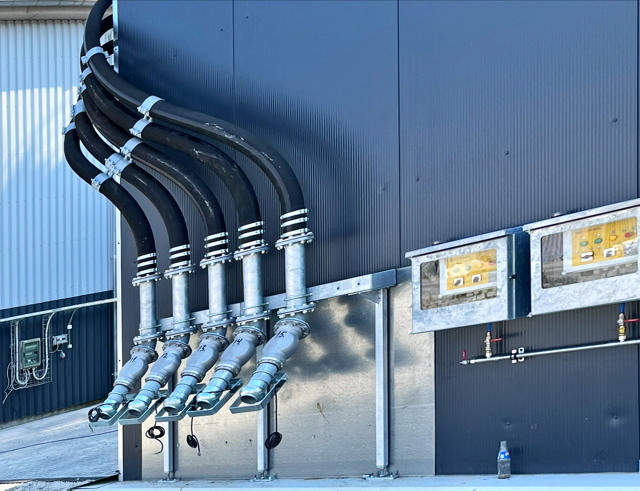 Silo Control System og indblæsningsrør uden på bygning